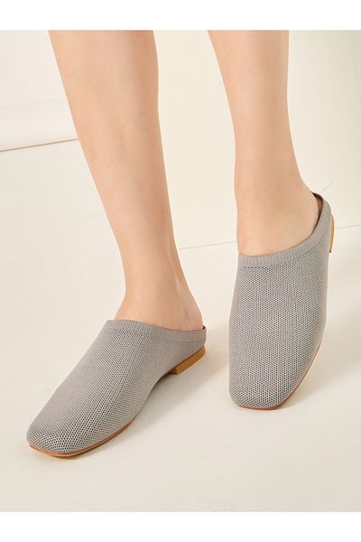 Styli Textured Knit Square Toe Mules