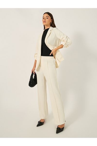 Styli Tapered Knit Pants with Elastic Waistband