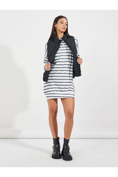 ARIA ROMANCE By Styli Striped Dropped Shoulder Mini Dress