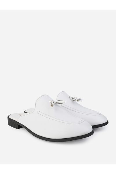 Styli Tassel Accent Slip On Open Heel Mules