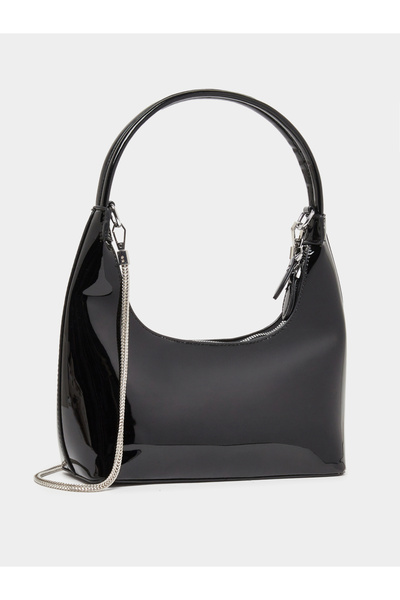 Styli Faux Leather Shoulder Bag with Zip Closure and Chain Strap