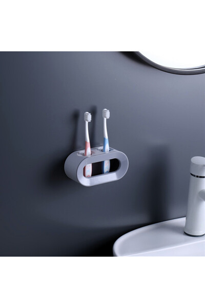 Choice حامل فرشاة الأسنان الكهربائية باللون الرمادي الفاتح مع فتحتين وحامل ذا...