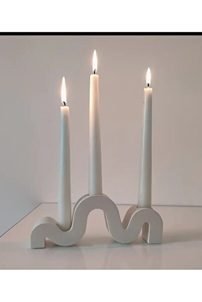 Handmade Şamdan el yapımı beyaz boyalı vernikli dekoratif obje ev dekorasyonu