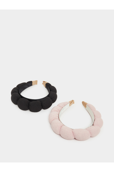 Styli مجموعة من قطعتين - عصابة رأس بوم بوم منقوشة