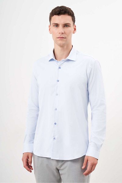 Morven Cămașă Slim Fit pentru bărbați A. BLUE, cu model simplu, cu guler italian