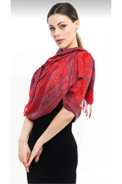 Generic Brand Cashmere Shawl |   Pomegranate Flower |   100% Cashmere Wool |   70X180Cm |   4 Seasons