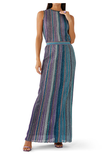 Missoni Payetli Triko Maxi Etek - Mavi