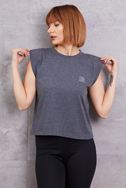 LASEL Kadın Gri Vatkalı Tişört