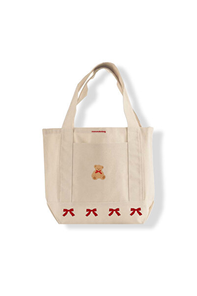 mononoke ayıcık desenli bez çanta totebag