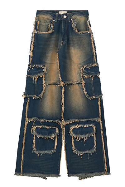 Reborn society Ripped Hem Denim Skirt