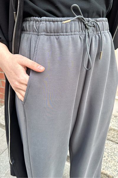 Ovn. Wide Leg Trousers with Anthracite Ticking