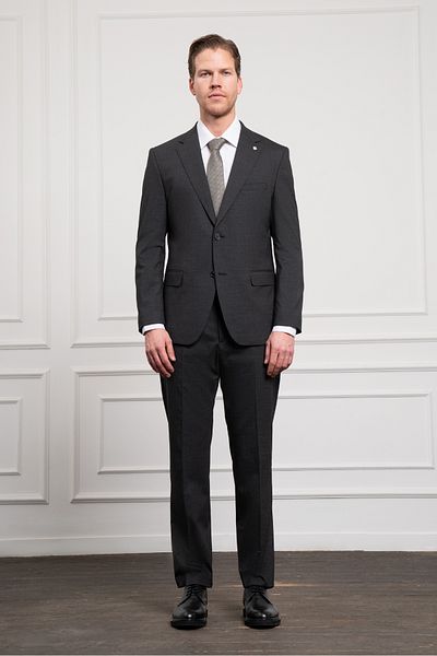 Morven Men's Anthracite Trend Wool Dynamic Fit Relaxed Cut Mono Collar Suit