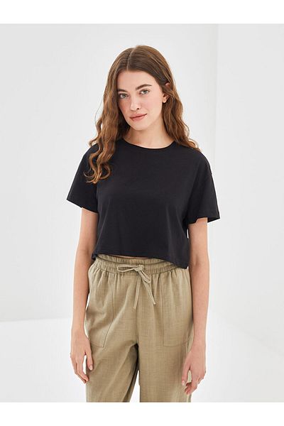 LC Waikiki Crop pentru femei cu decolteu rotund de sezon nou - S5EV13Z8