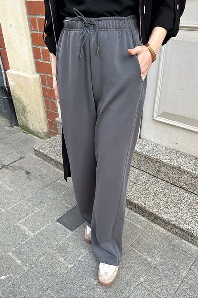 Ovn. Wide Leg Trousers with Anthracite Ticking