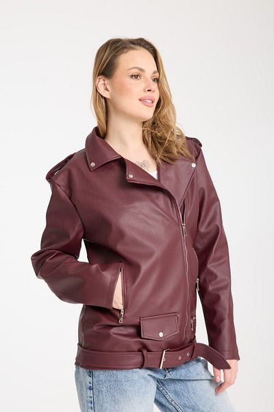 İLKCET MODA Women's Oversize Long Faux Leather Jacket