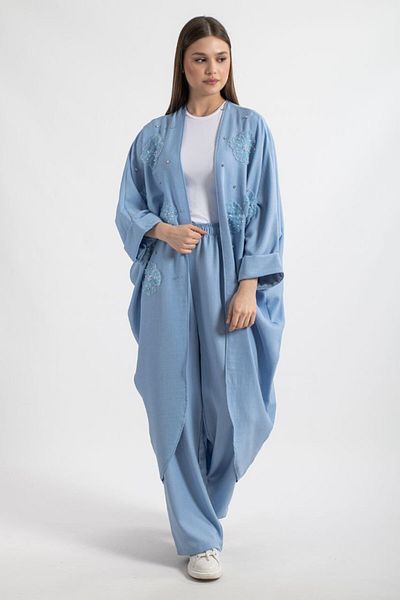 MEHRA Long Embroidery Kimono Suit