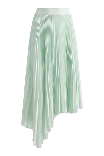 Alice + Olivia Asymmetrical Pleat Midi Skirt