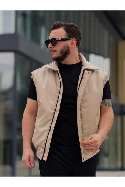 KINGAF Men's Leather Inflatable Vest