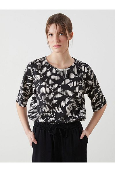 LC Waikiki Tricou de damă cu model cu decolteu rotund de sezon nou - S5KD99Z8