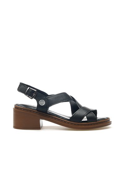 Mammamia Sandale de zi cu toc din piele naturală pentru femei 25 ani D25ys-2560 Z Negru