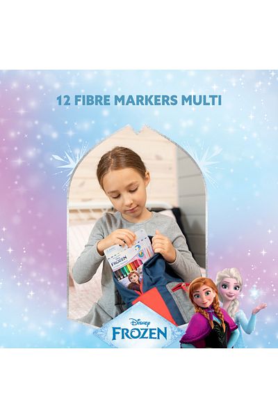 Volkano Frozen 12 Fibre Markers Set – Washable, Non-Toxic, Fine Tip, Bright & Vivid Colors