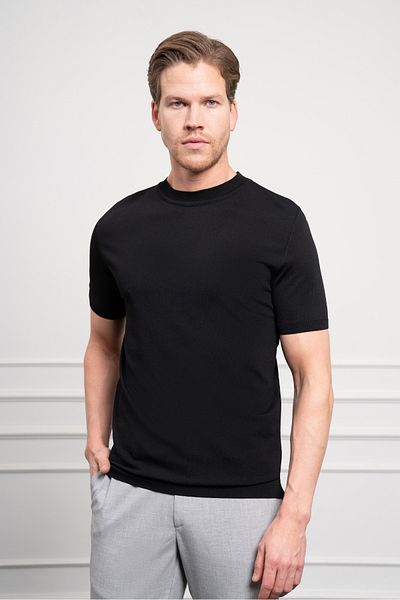 Morven Men's Black Trend Crew Neck Dynamic Fit Relaxed Cut Rayon T-Shirt