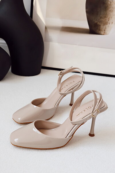 POLKA STORE Dupe Kare Burun Arka Açık Stiletto Abiye Topuklu Kadın Ayakkabı