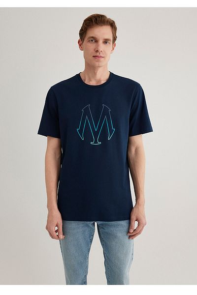 Mavi Μπλουζάκι με στάμπα με λογότυπο κανονική εφαρμογή navy blue