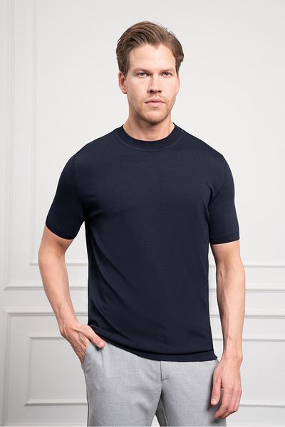 Morven Men's Navy Blue Trend Crew Neck Dynamic Fit Relaxed Cut Rayon T-Shirt