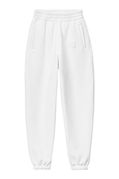 T by Alexander Wang بنطلون رياضي أبيض مطبوع عليه شعار