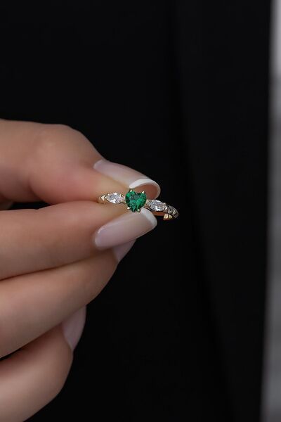 Papatya Silver Gümüş Prenses Yüzük. Renkli Taşlı Ayarlanabilir Ölçü. Altın Ka...