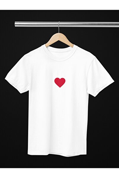 Butik تي شيرت نسائي/بناتي/أطفال 100% قطن أحمر مطبوع برقبة دائرية وأكمام قصيرة