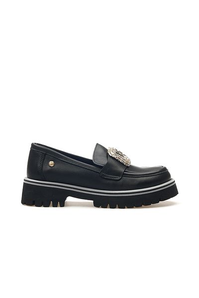 Mammamia Pantofi de damă din piele naturală cu cataramă detaliată 25 ani D25ya-3855 Z negru