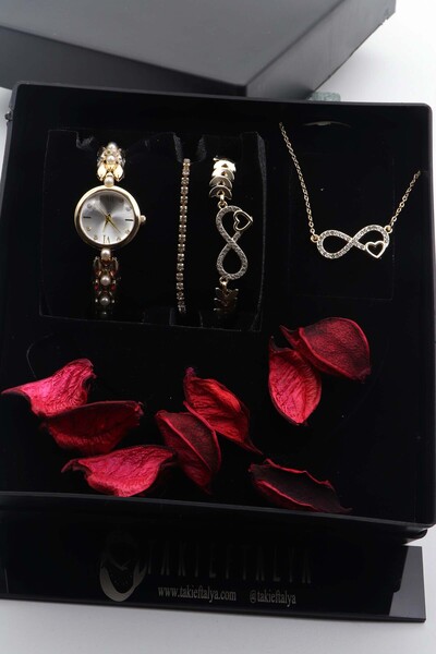 nw northwatch Minimal İnci Metal Kordon Kadın Kol Saati Seti