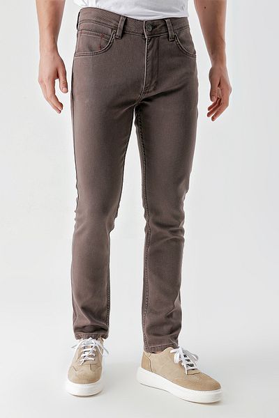 Morven Men's BROWN Seasonal Cotton 5 Pocket Slim Fit Jean Pants