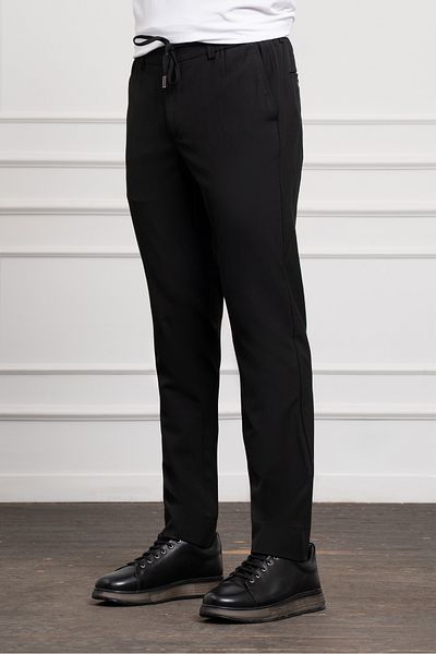 Morven Men's Black Slim Fit Slim Fit Drawstring Jogger Pants