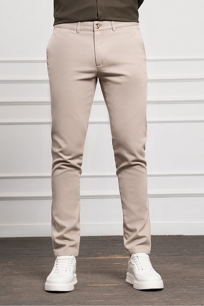 Morven Men's Beige Slim Fit Slim Fit Chino Trousers