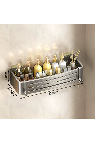 Choice رفوف حمام رمادية بدون حفر لتخزين الشامبو والمكياج وحامل منظم للمطبخ مث...