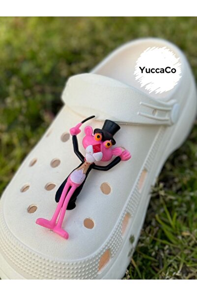 Crocs Sihirbaz Pembe Panter Terlik Süsü/Hayvan Figür Terlik Charm/Panterli Jibbitz