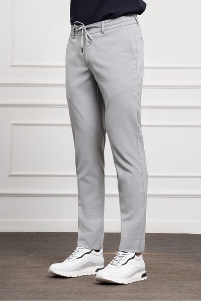 Morven Men's Gray Slim Fit Slim Fit Drawstring Jogger Pants
