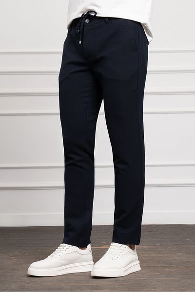 Morven Men's Navy Blue Jogger Slim Fit Slim Fit Drawstring Pants with Snap Fasteners
