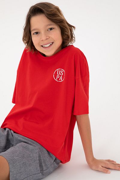 U.S. Polo Assn. Boy's Red Oversize Crew Neck T-Shirt 50298981-Vr030
