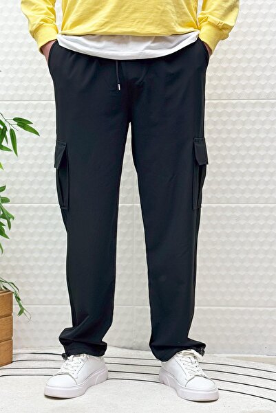 WAFRA Men's Full Lycra Relaxed Cut Cargo Pocket Baggy Jogger Pants