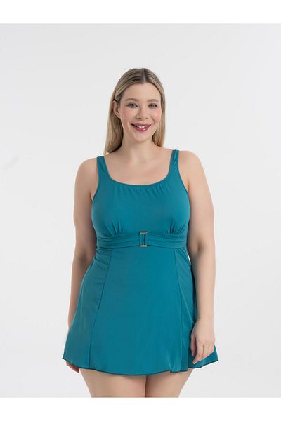 AQUAVİVA Aquaviva Women`S Plus Size Indigo Scarlett Buckle Dress Swimsuit
