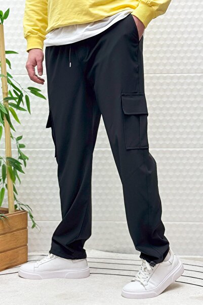WAFRA Men's Full Lycra Relaxed Cut Cargo Pocket Baggy Jogger Pants