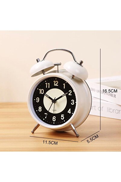 hediyesahibi Fosforlu ve Işıklı Çalar Saat Ev Ofis Aksesuar Nostaljik Masa Sa...
