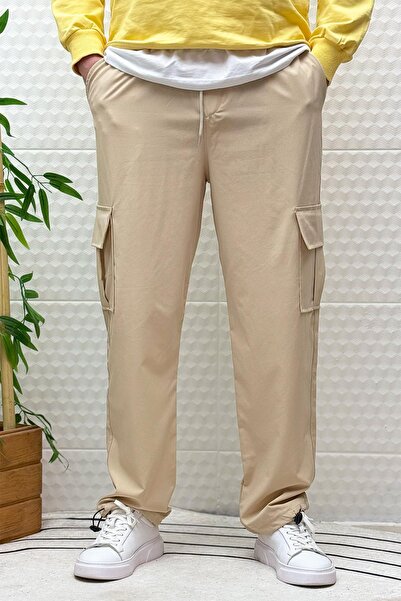 WAFRA Men's Full Lycra Relaxed Cut Cargo Pocket Baggy Jogger Pants