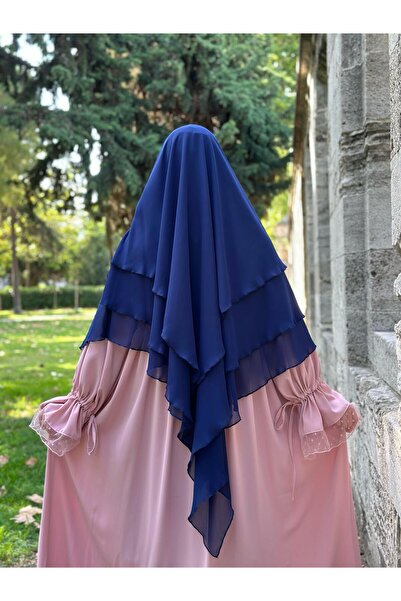lavanda moda Tesettür kore şifon Sufle peçeli 3 katlı