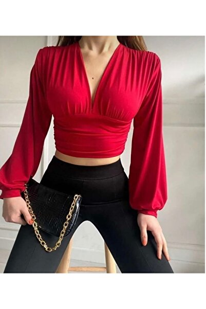 beri fashion Büzgülü balon kol bluz