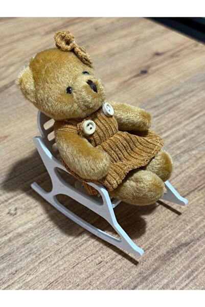 cevizdizayn SALLANAN SANDALYE VE MİNİK AYICIK- KAHVERENGİ TULUM